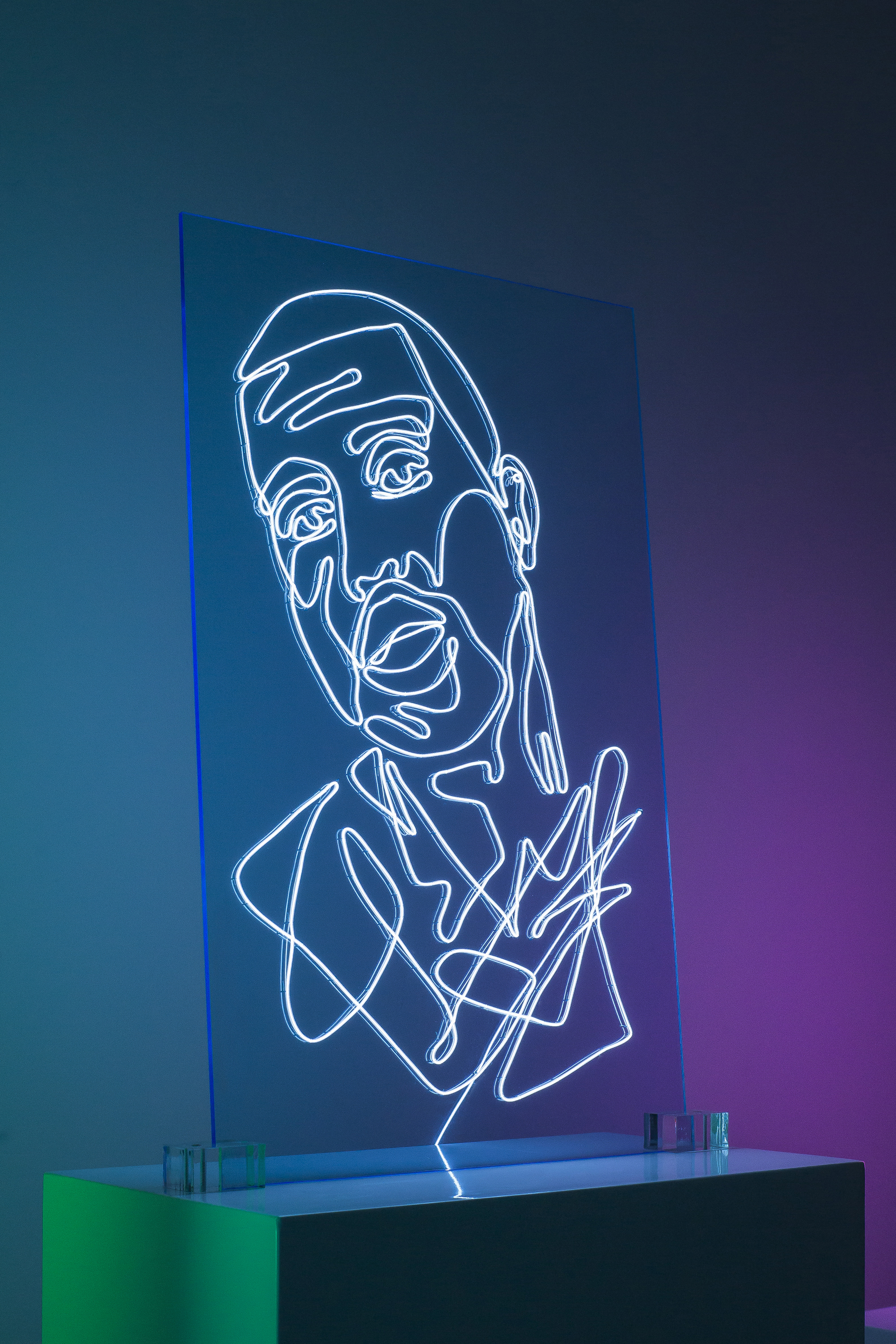 Kanye West Neon Rap Portrait