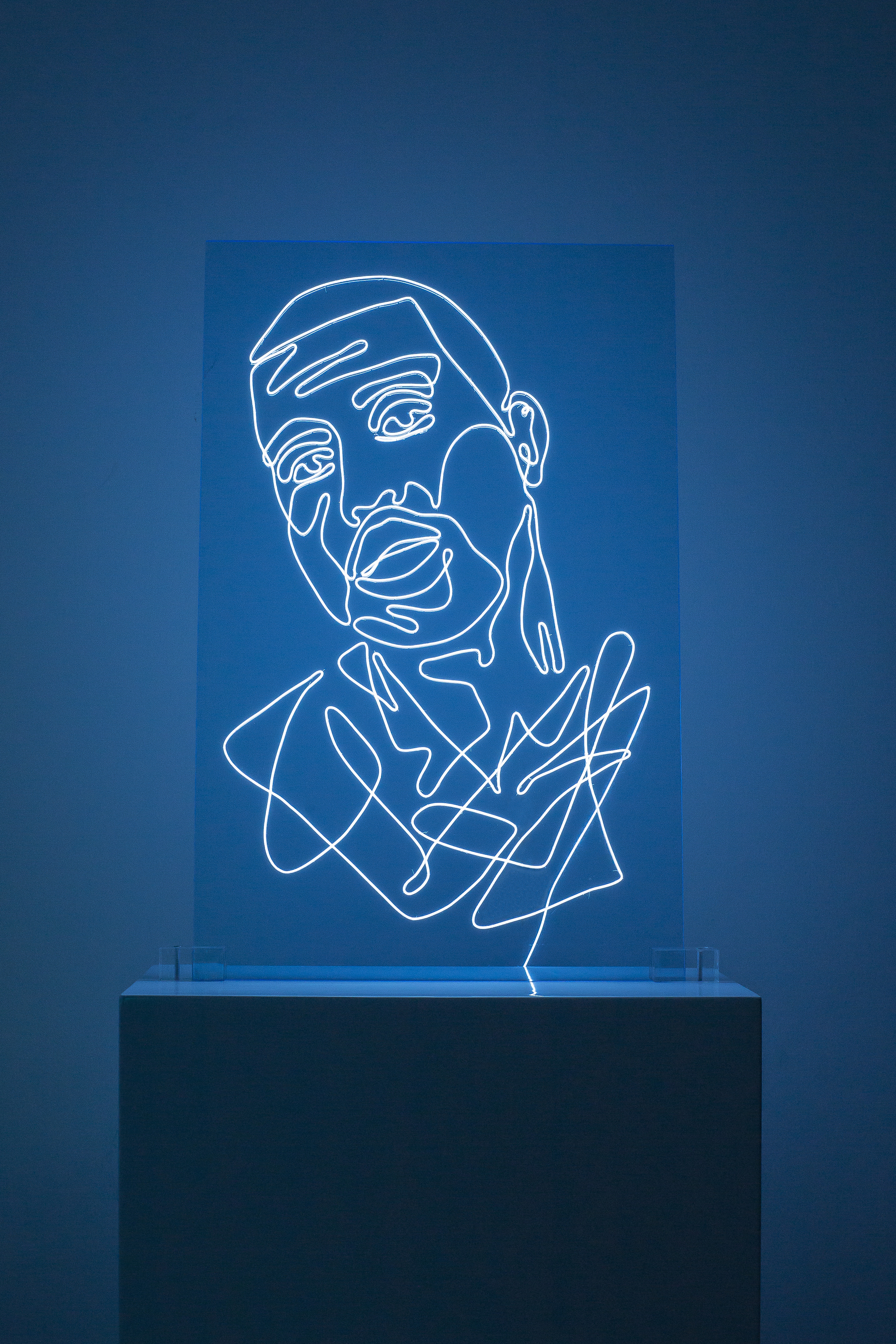 Kanye West Neon Rap Portrait