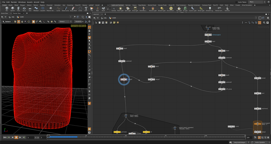 The next wrangle node creates the polygon from the points.