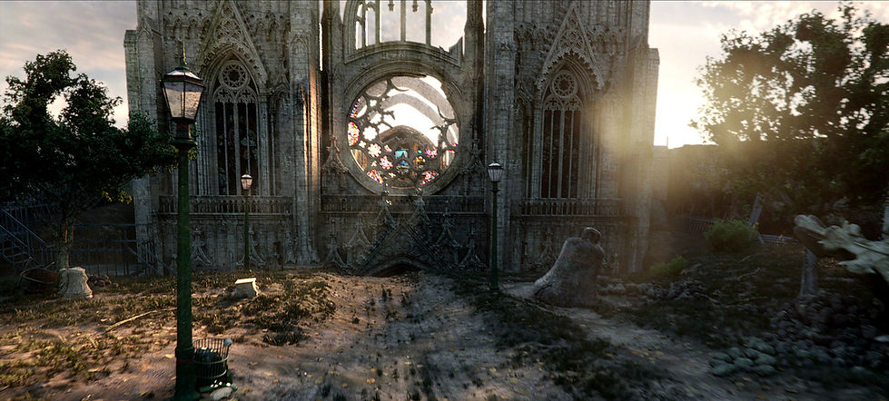 Creation of a gothic cathedral in CG for the entire film. / Creación de una catedral gótica en CG para todo el film.