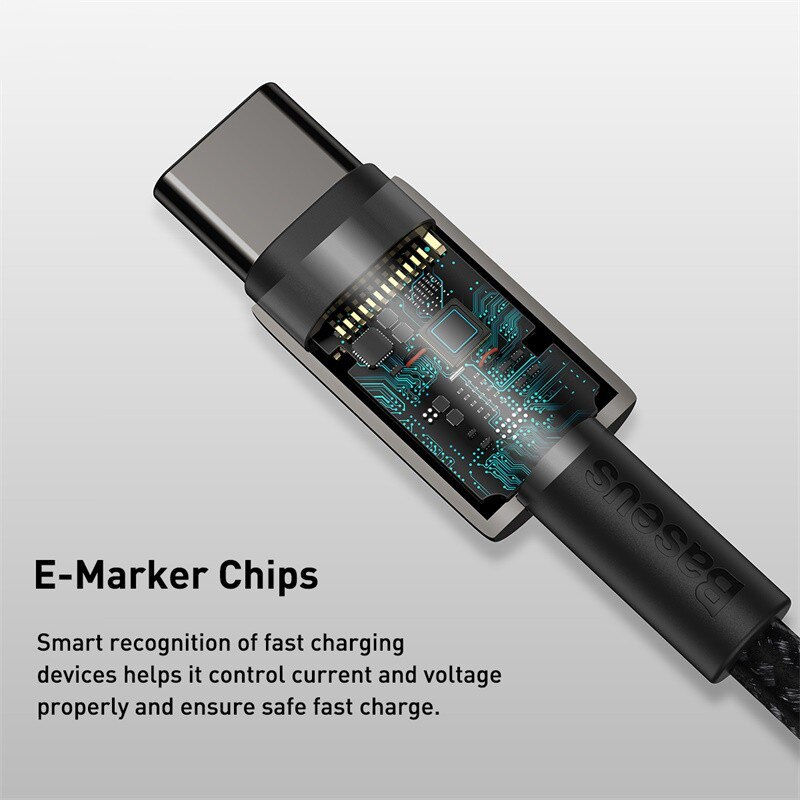 Miniatura: Cabo Baseus USB-C 100W Carregamento Rápido para iPhone 15 e Mac