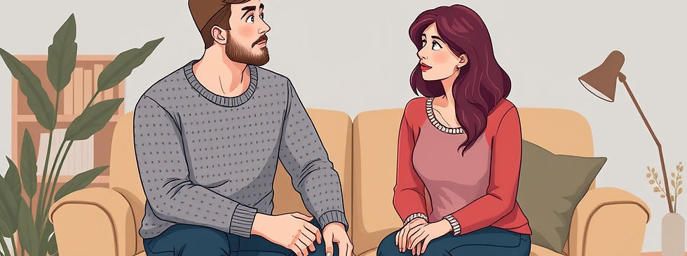 couple in their mid 30 or 40 to invite for a copules therapy. Make image of the couple no