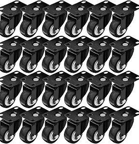 24 Pack Swivel 2” Caster Wheels: swivel caster wheels used for building mobile rabbit cage setups and easy cleaning systems