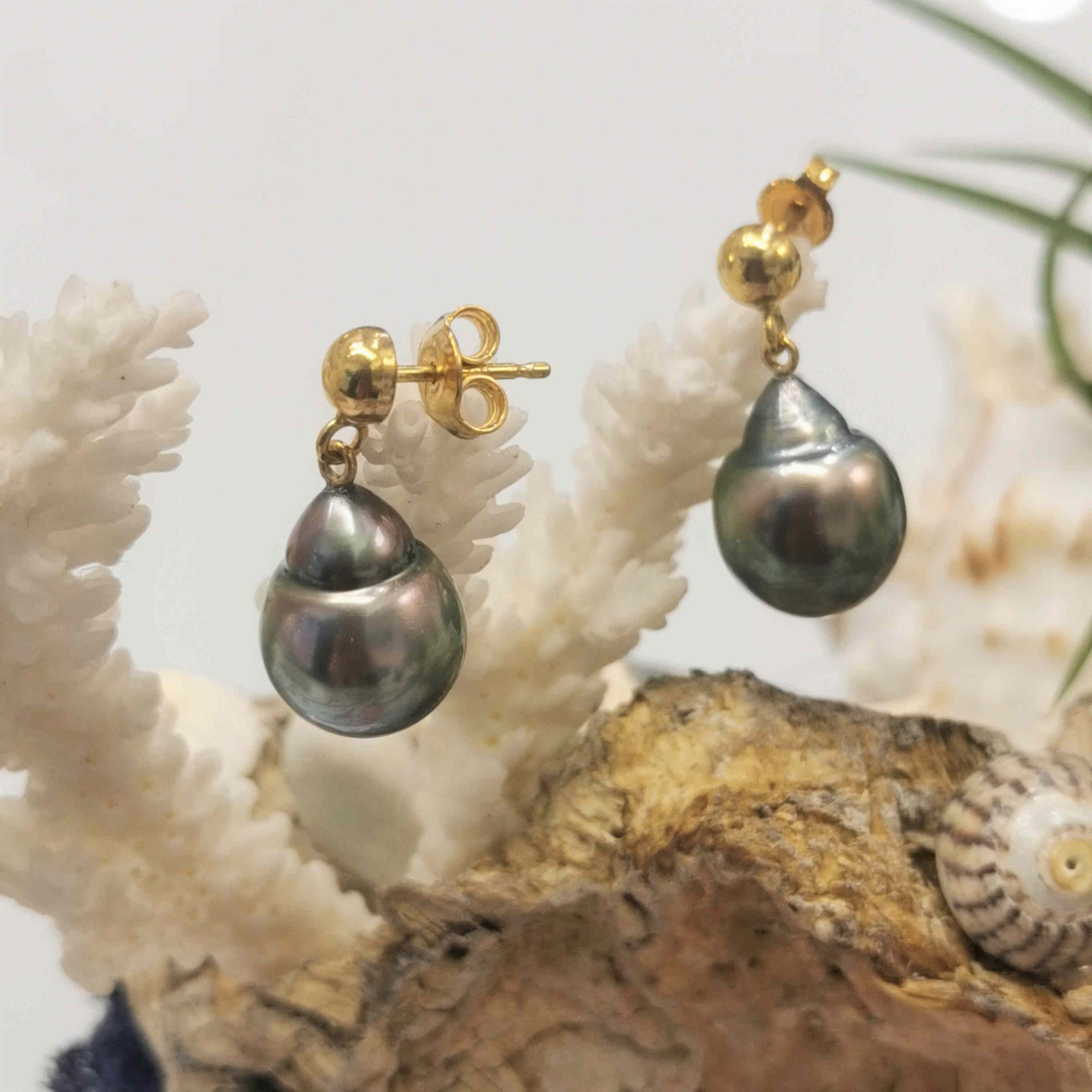 boucles d'oreilles perles de tahiti shamani