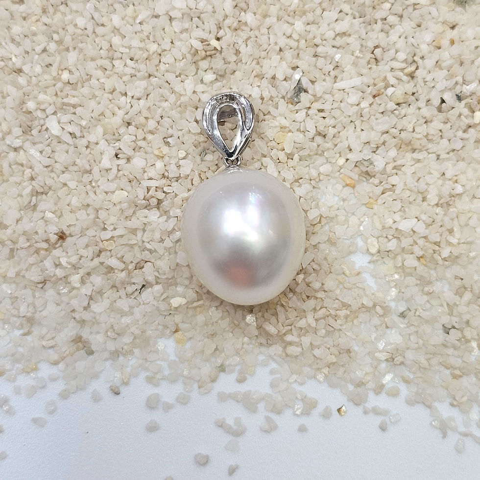 Миниатюра: Pendentif perle poire Indonésienne Blanche diamants