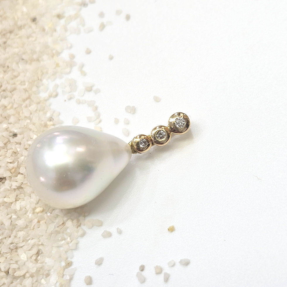 Miniature : Pendentif perle d'Australie poire 12mm diamants