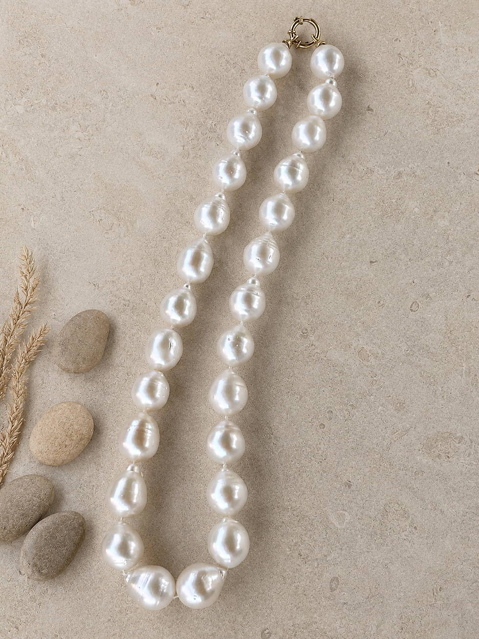 Miniature : Collier en véritables perles de culture d’Australie baroques 13 à 14,5 mm