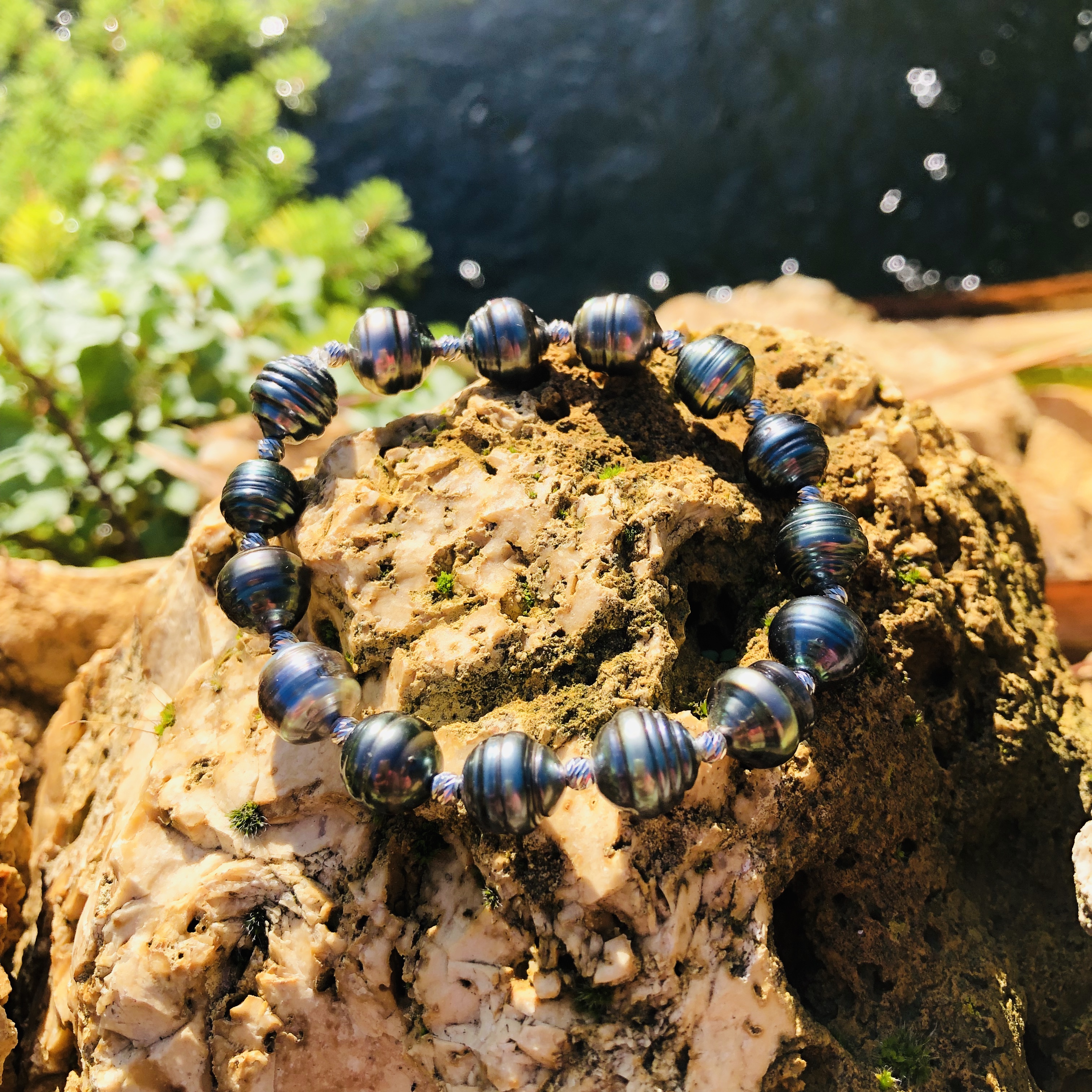 bracelet elastique perles de tahiti sham