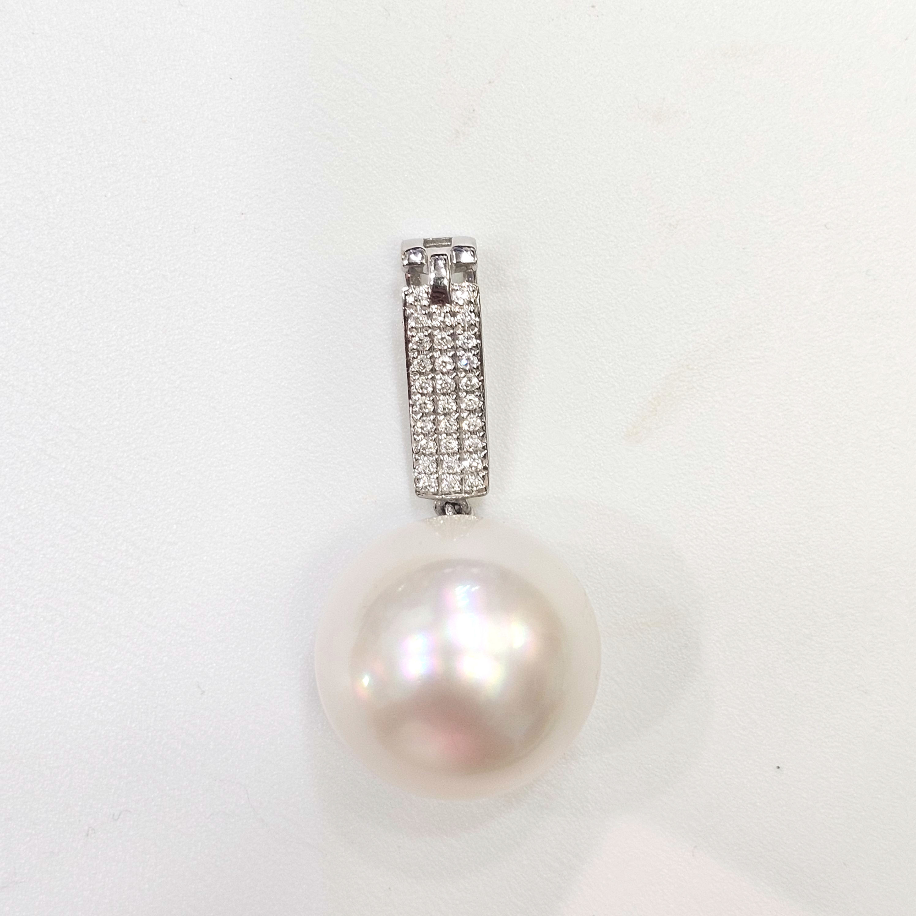 Pendentif perle Australienne 16mm diamants