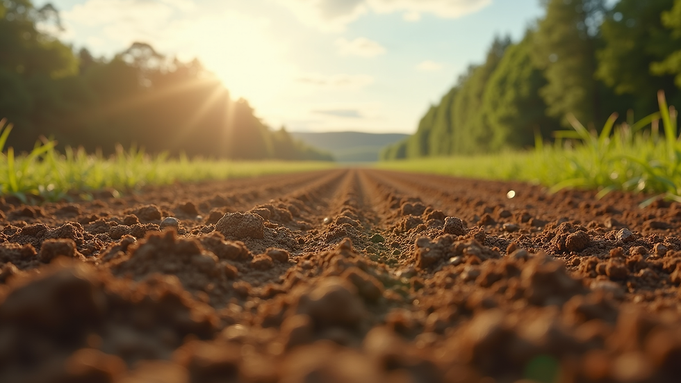 Augenhöhe Blick auf einen frisch mit Terra Preta behandelten Rasen