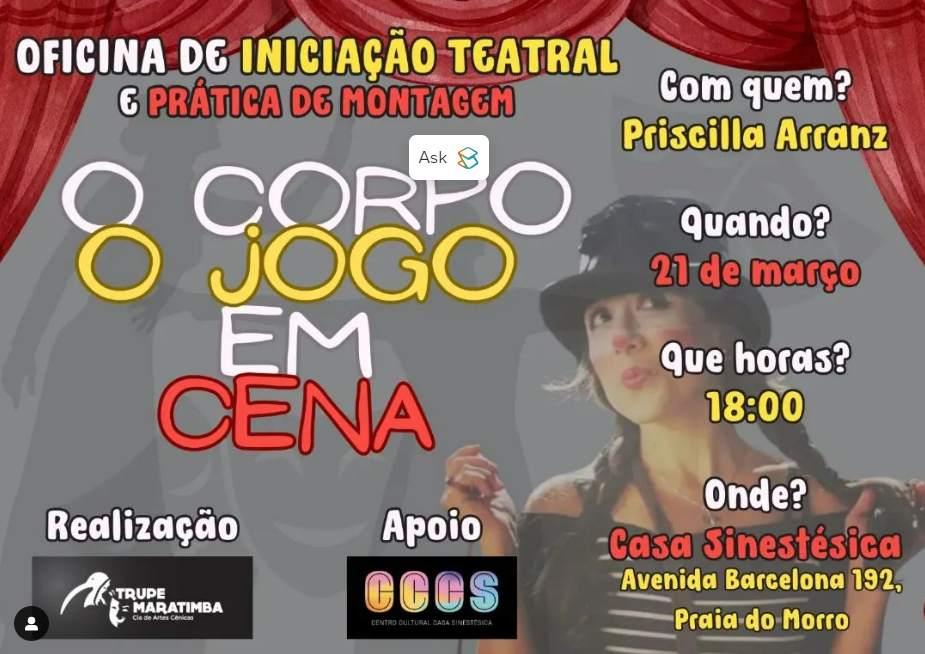 Oficina de Iniciação Teatral e Prática de Montagem Cênica