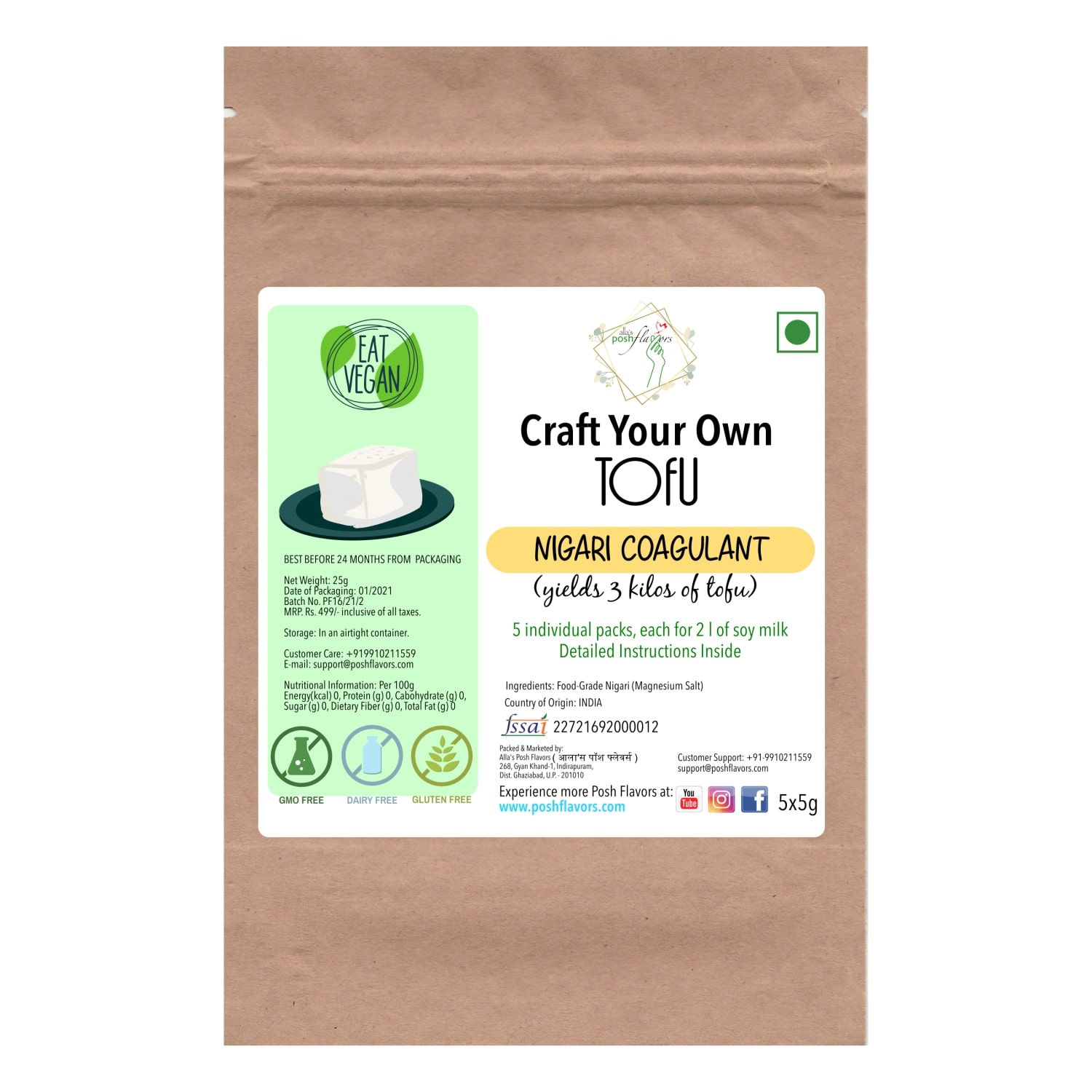 Tofu Coagulant, Nigari, Bittern, Magnesium Salt | Plant-Based| Food Grade