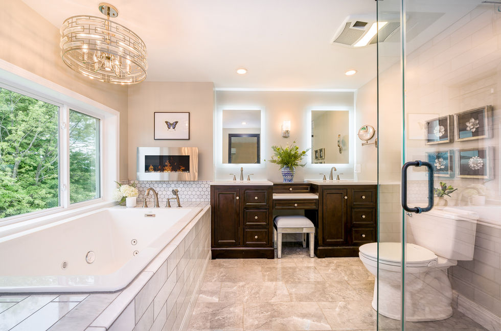 Beautifully renovated luxury bathroom real estate photo