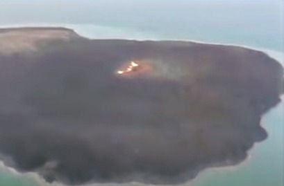 БАКУ.АЗЕРБАЙДЖАН.НА КАСПИИ ПОЛЫХНУЛ ВУЛКАН