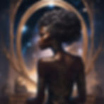 a black goddess reflecting on her journey past and what is to come