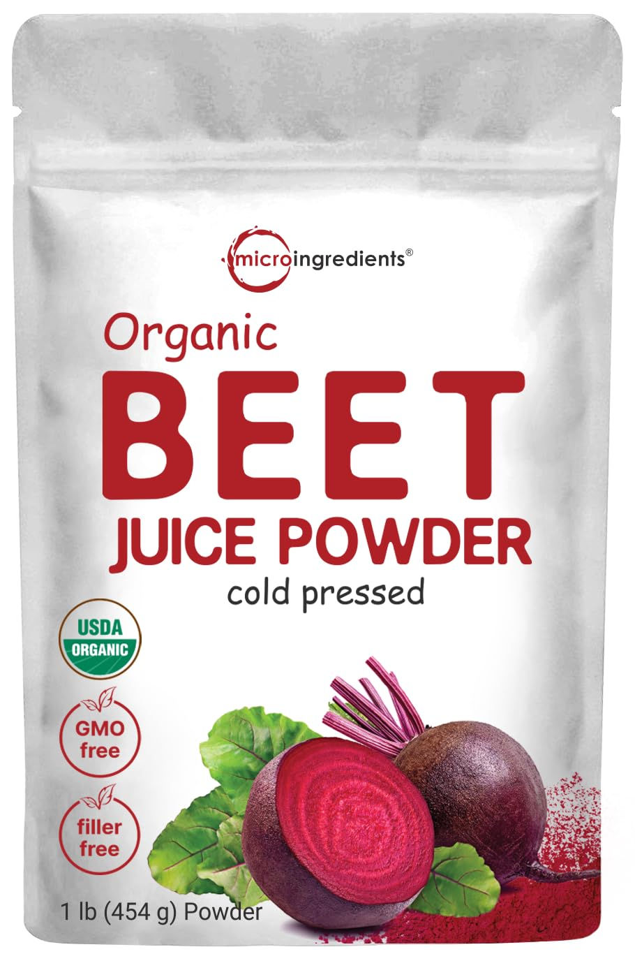 Micro Ingredients Organic Beet Root Powder 1 Pound Cold Pressed and Water Solubl