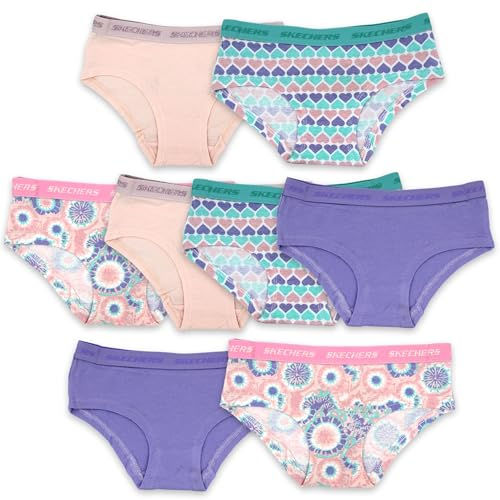 Skechers Girls Amazon Exclusive Combed Cotton Blend Panties with Unique Prints a