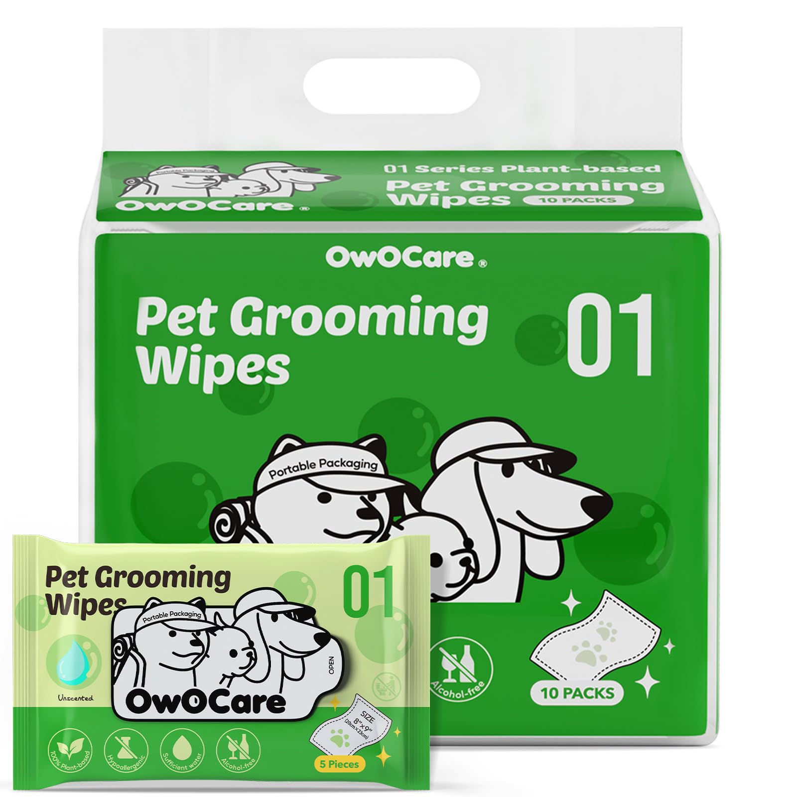 Dog Wipes for Paws and Butt Plant-Based Large Pet Wipes for Dogs & Cats Hypoalle