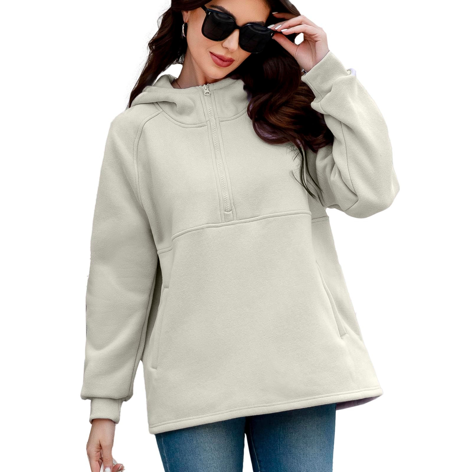 VOHOTO Womens Oversized Hoodies Half Zip Fleece Pullover Sweatshirts Long Sleeve