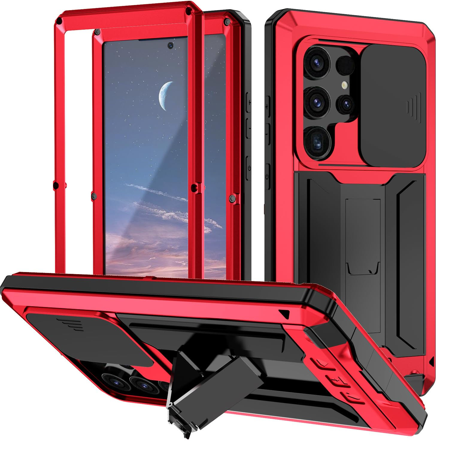 Miimall for Samsung S24 Ultra Metal Case S24 Ultra Heavy Duty Cases with Screen