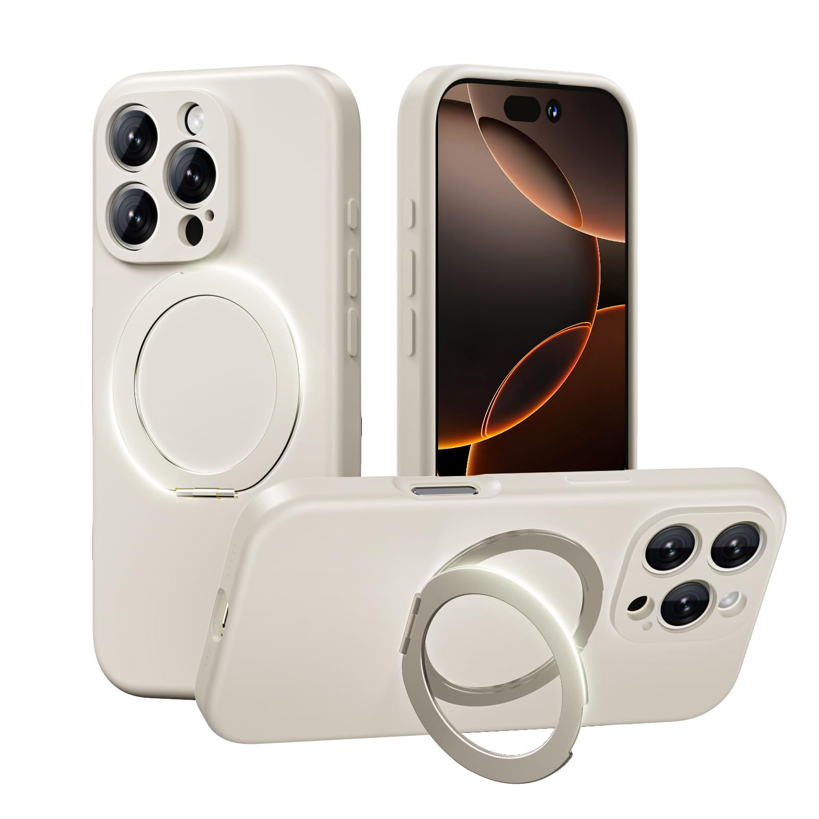 MCFANCE Magnetic Case with Stand for iPhone 16 Pro 6.3 inch 2024 Silicone Phone