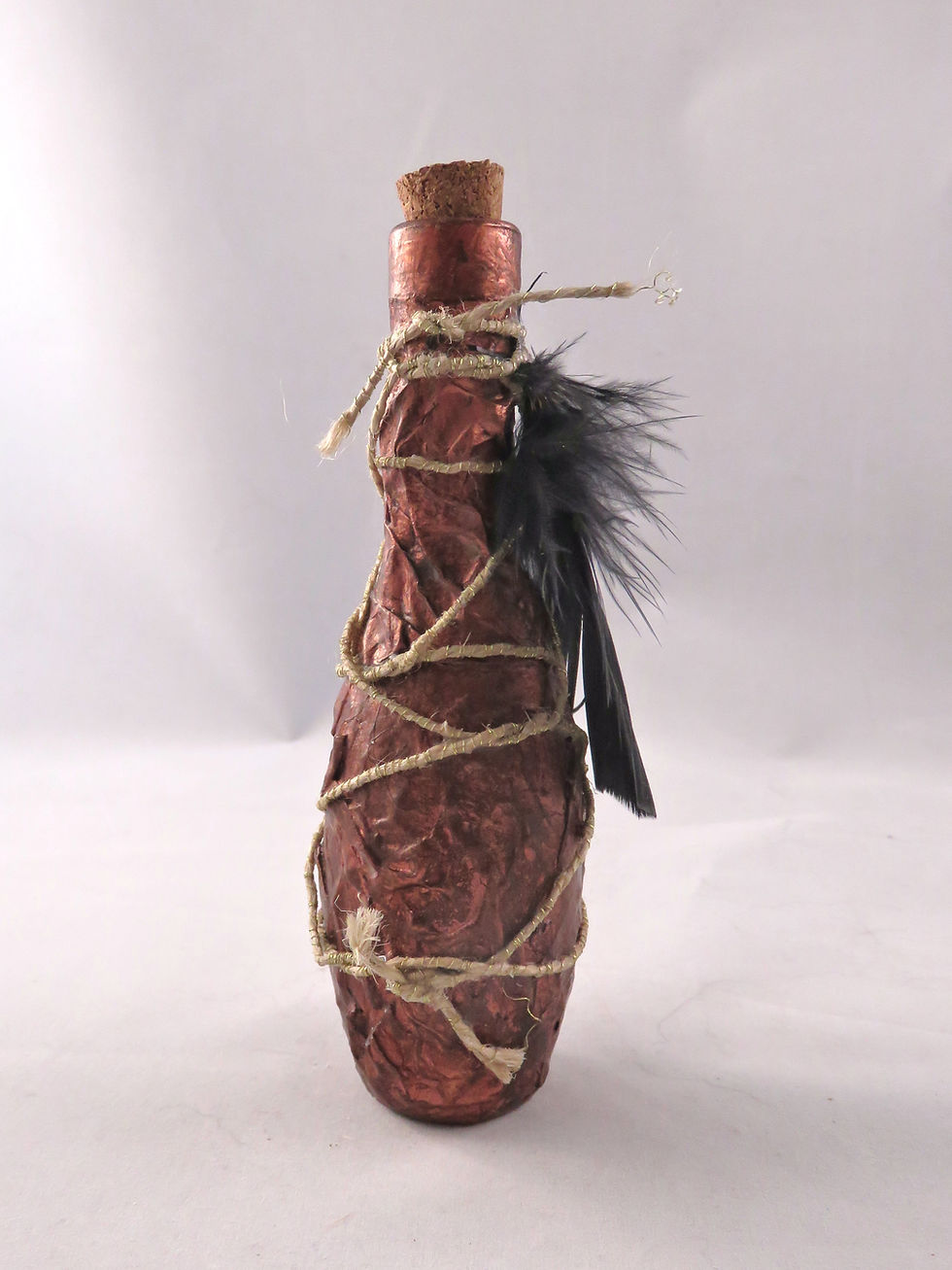 Thumbnail: Mini Potion Bottle - Decoction - Copper Steampunk with Feathers