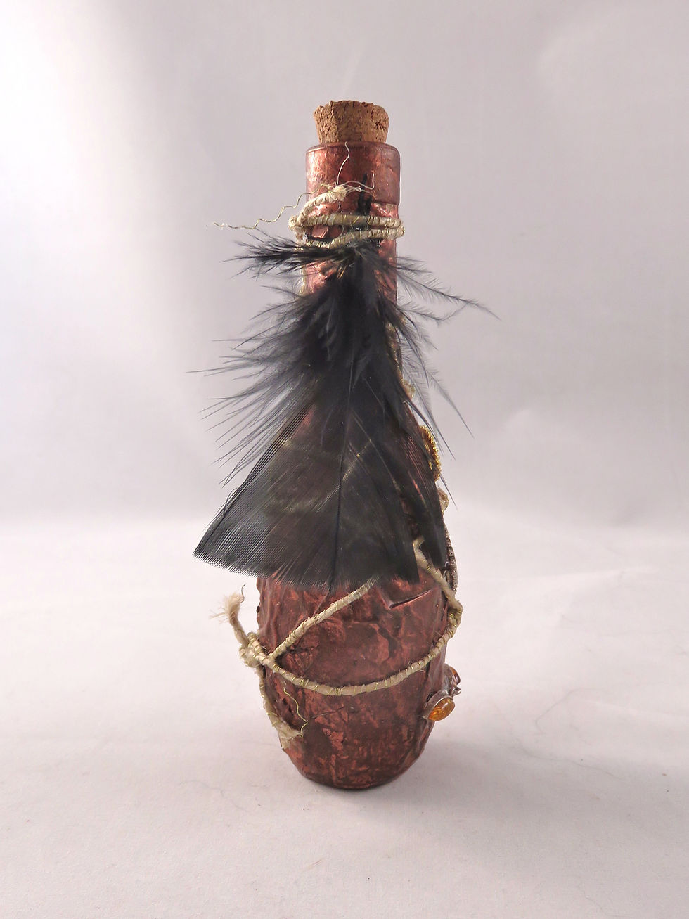 Thumbnail: Mini Potion Bottle - Decoction - Copper Steampunk with Feathers