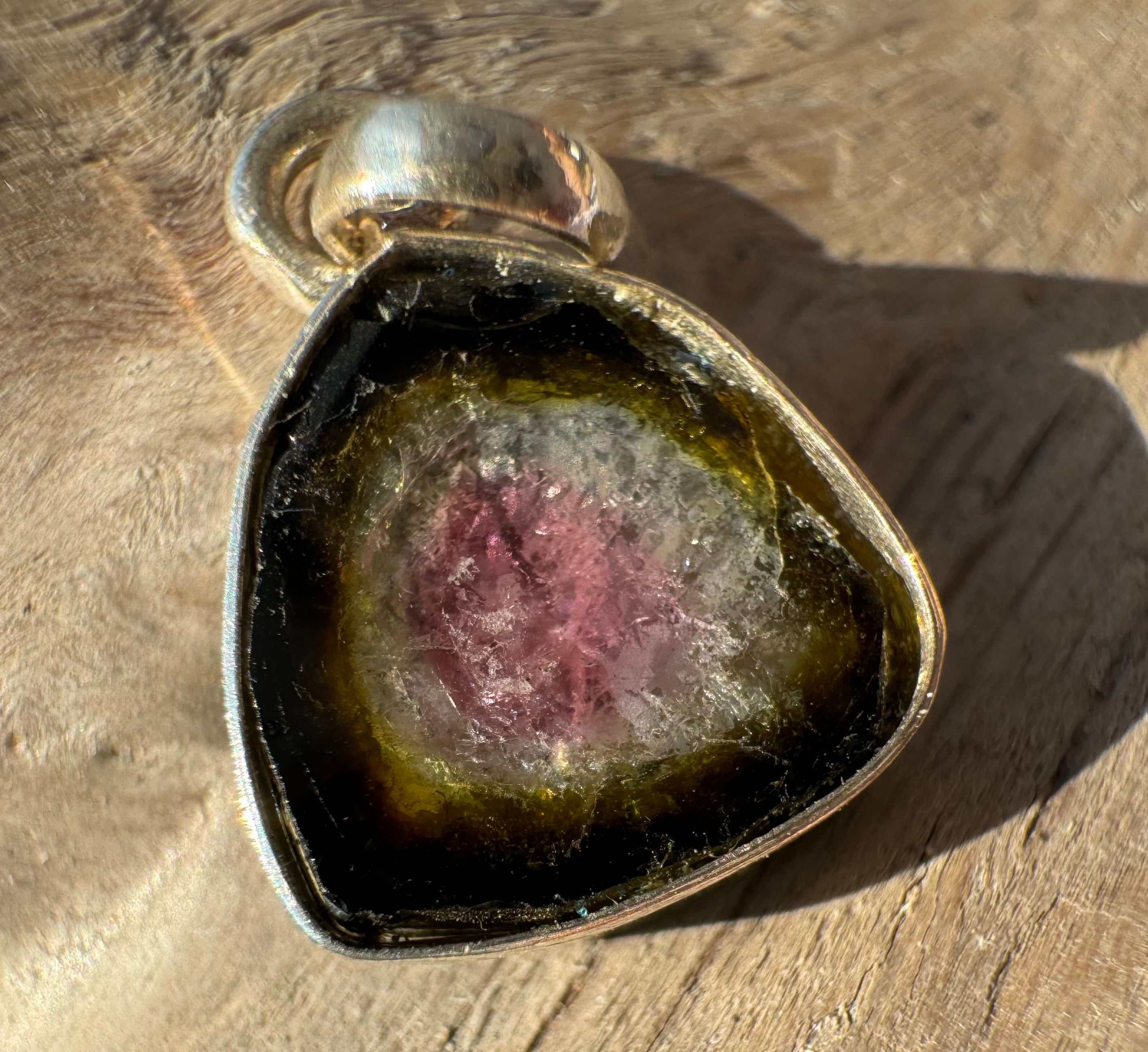 Wassermelonen Turmalin Anhänger