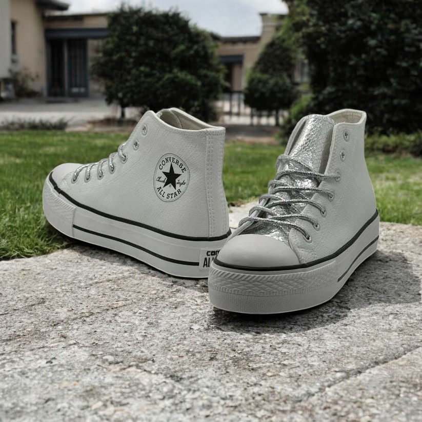 Converse Chuck Lift Glitter Laces White
