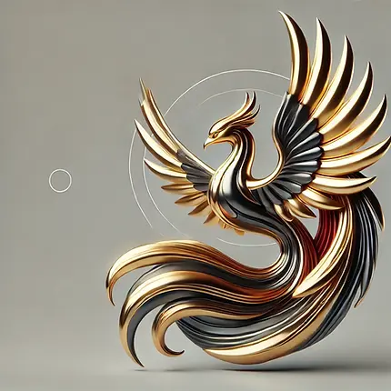 DALL·E 2024-10-14 12.42.00 - A sleek, luxurious 3D phoenix in gold with subtle red accents