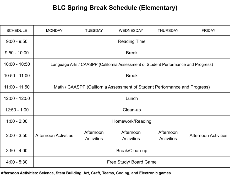 Elementary Spring Program