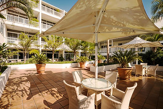 Beautiful hotel outdoor patio area
