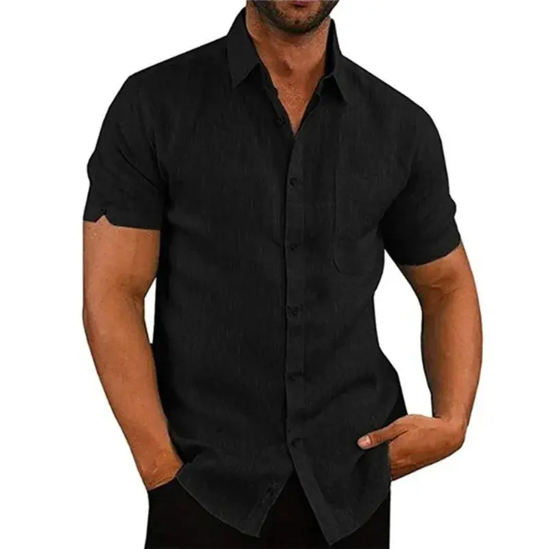 Thumbnail: Mens Shirts White Cotton Linen Blend Shirt for
