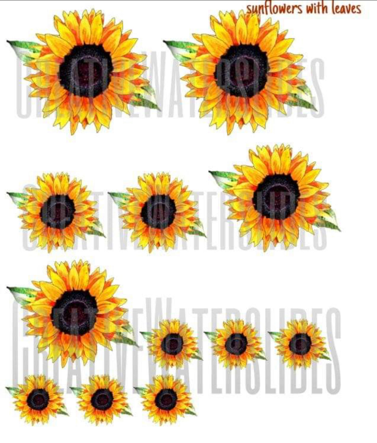 Download Sunflower With Leaves Digital Download Creative Waterslides