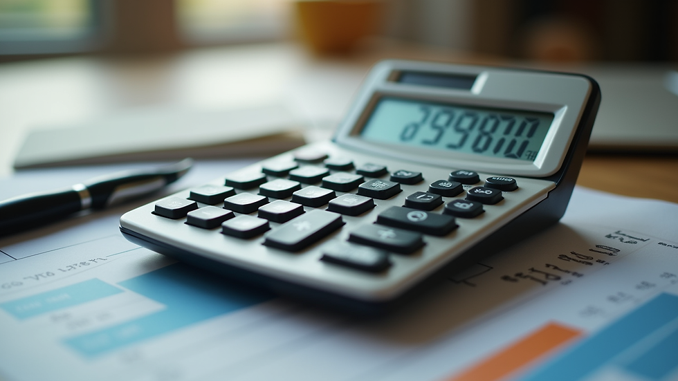 Eye-level view of a calculator displaying take-home pay calculations