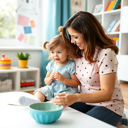 Child practicing speech sounds during therapy session