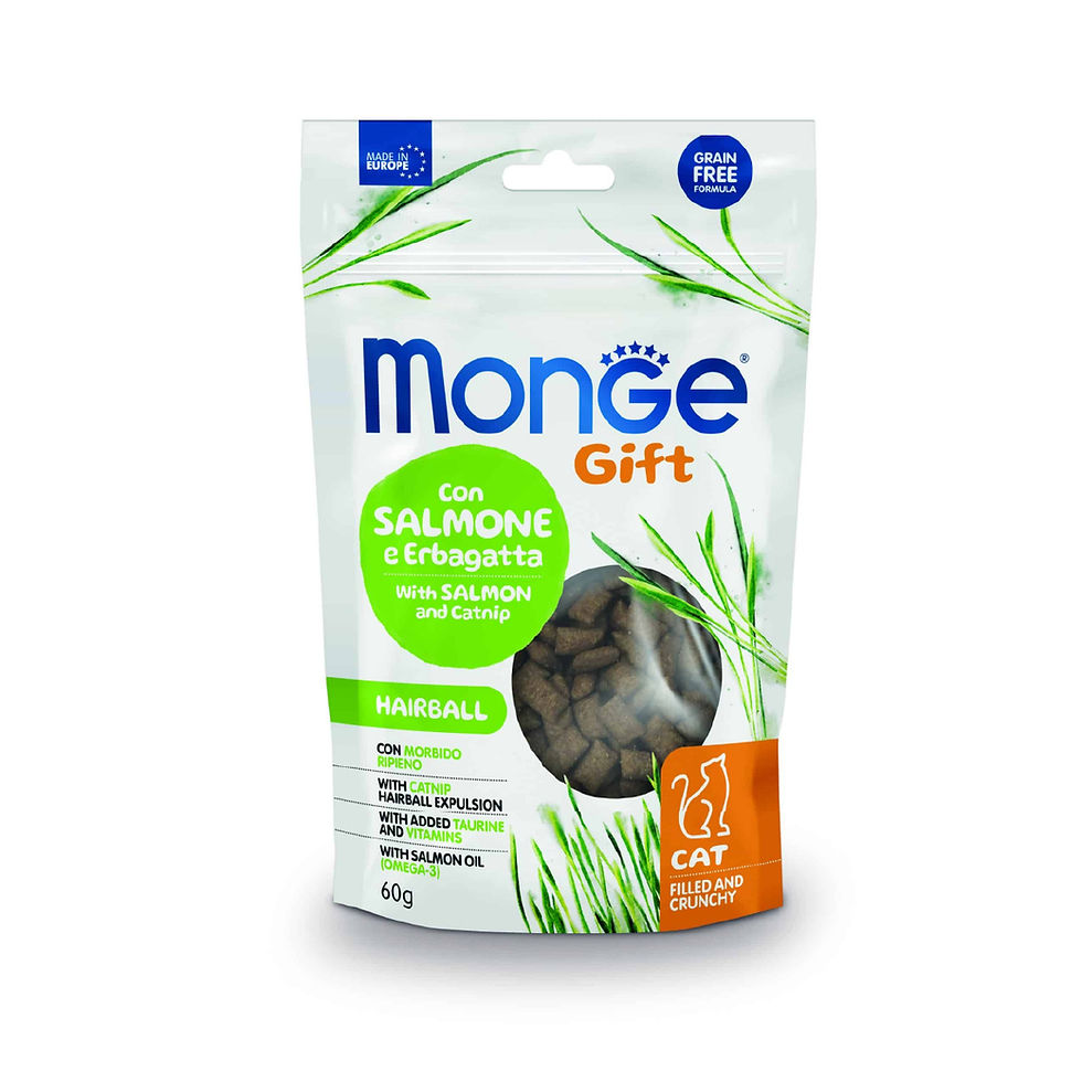 Monge Gift Filled And Crunchy Hairball Cat (Salmon+Catnip) 60 gr.