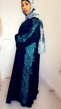 Thumbnail: Elegant black Abaya with black lace 