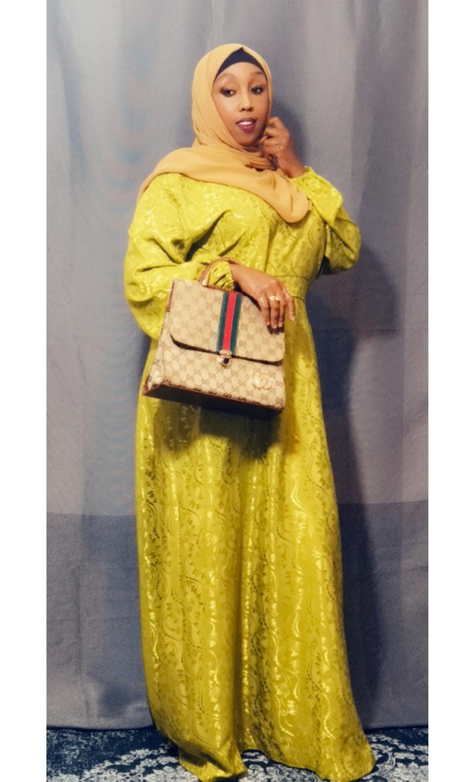 Thumbnail: Satin Silk Jacquard  V-Neck Dress