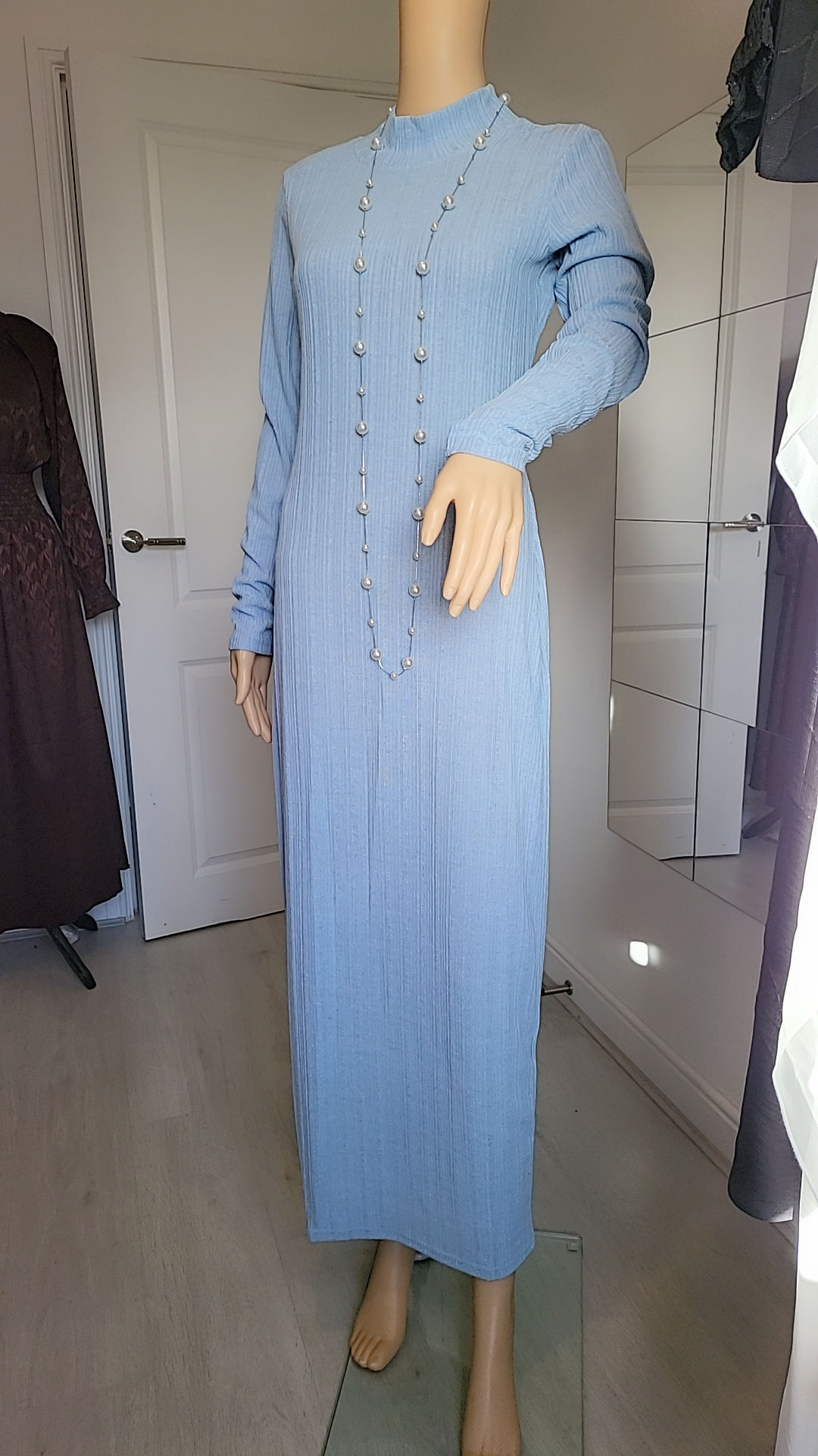 Style full Ribbed Knitted long sleeve Dresses