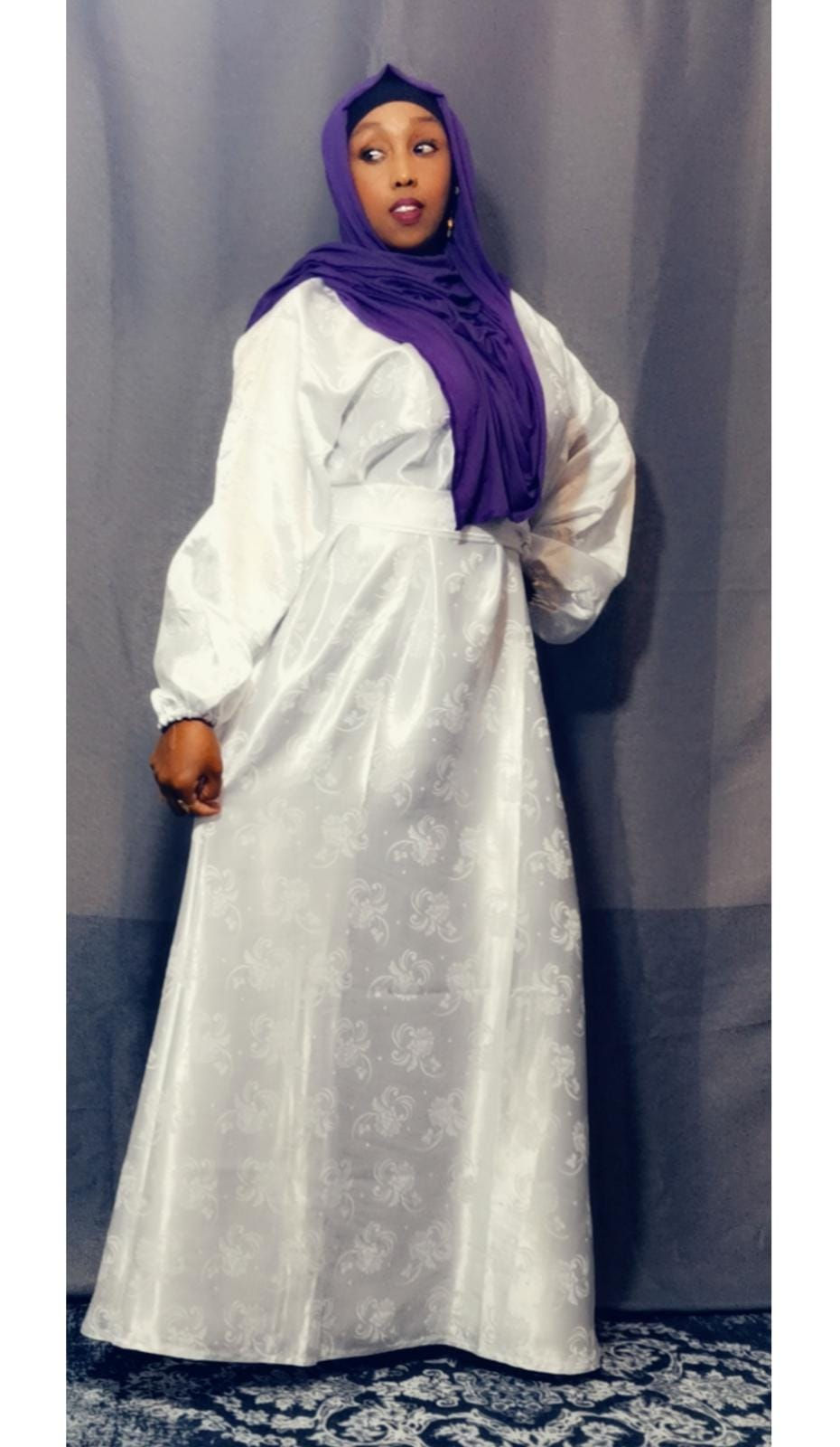 Thumbnail: Satin Silk Jacquard  V-Neck Dress