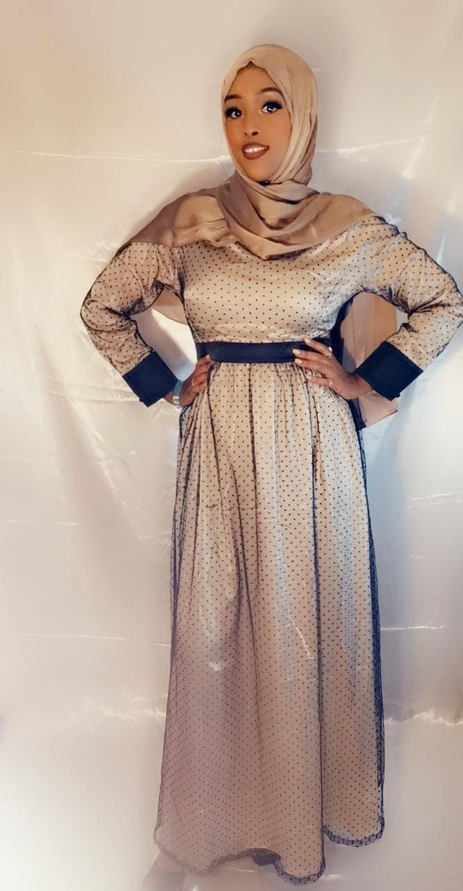 Thumbnail: Beautiful, Elegant Polka dots with satin full lined Dress