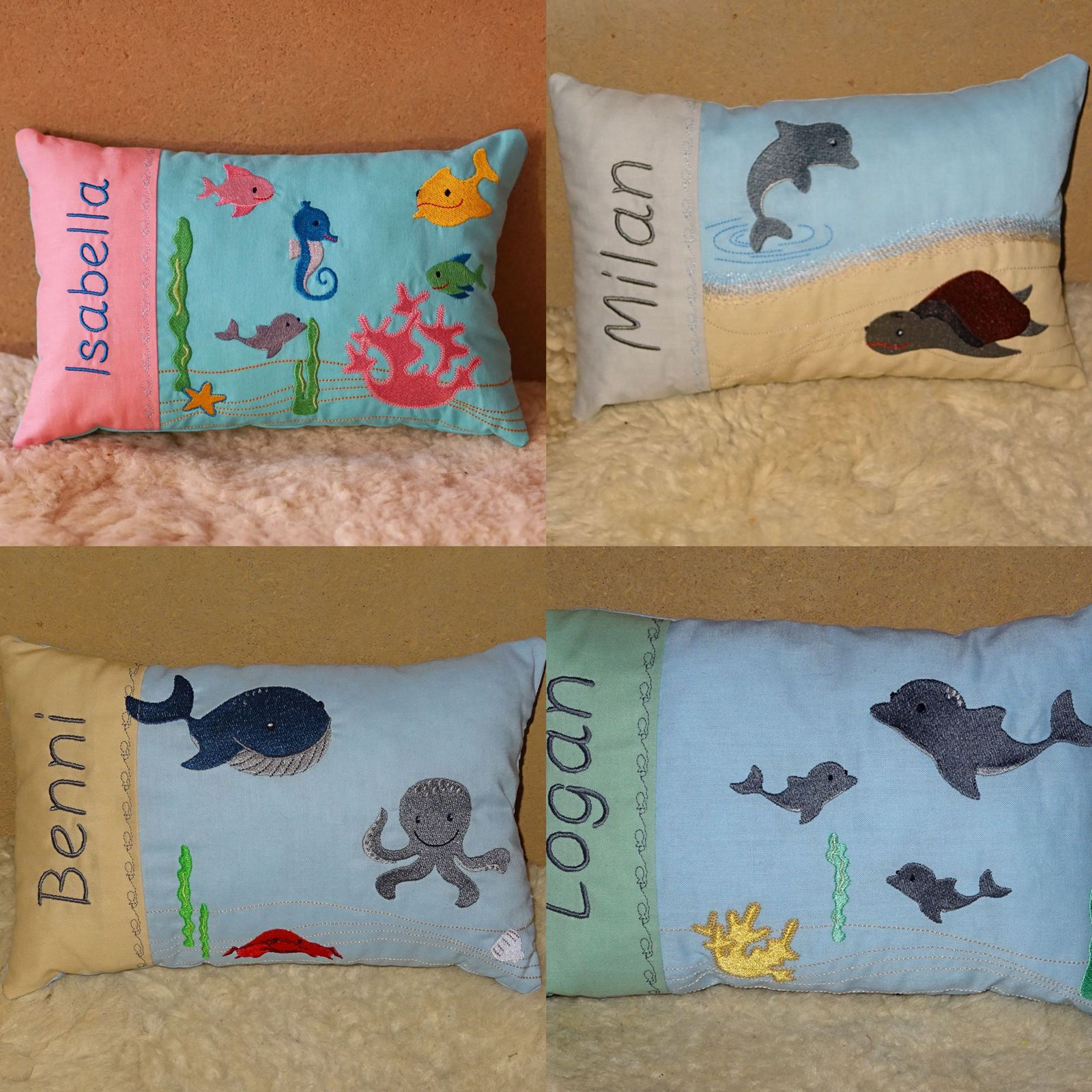 Stickdatei - SET Meer - Kissen ITH + Taschenbild