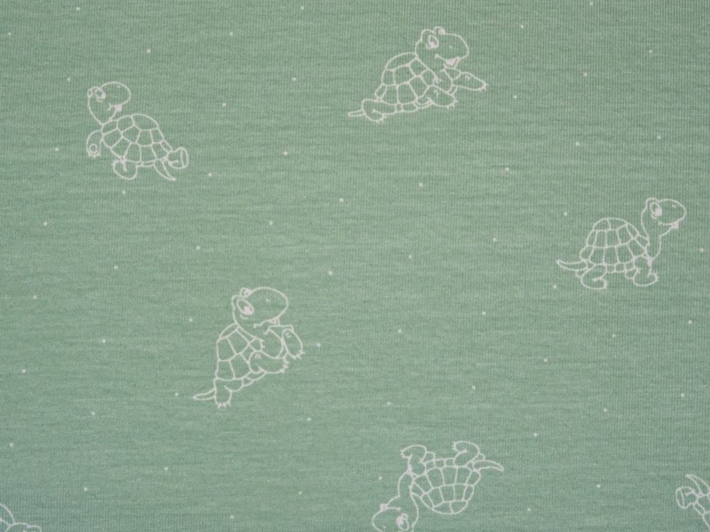 schlichter Jersey Schildkröte auf mint Baumwolljersey