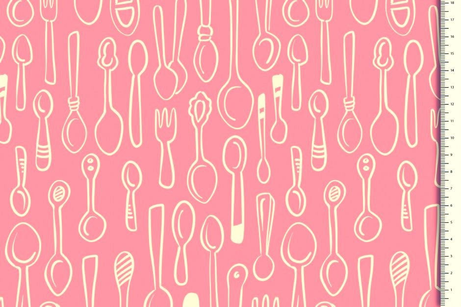 Küche Löffel Gabel auf lachs Hamburger Liebe Baumwolle Meterwar