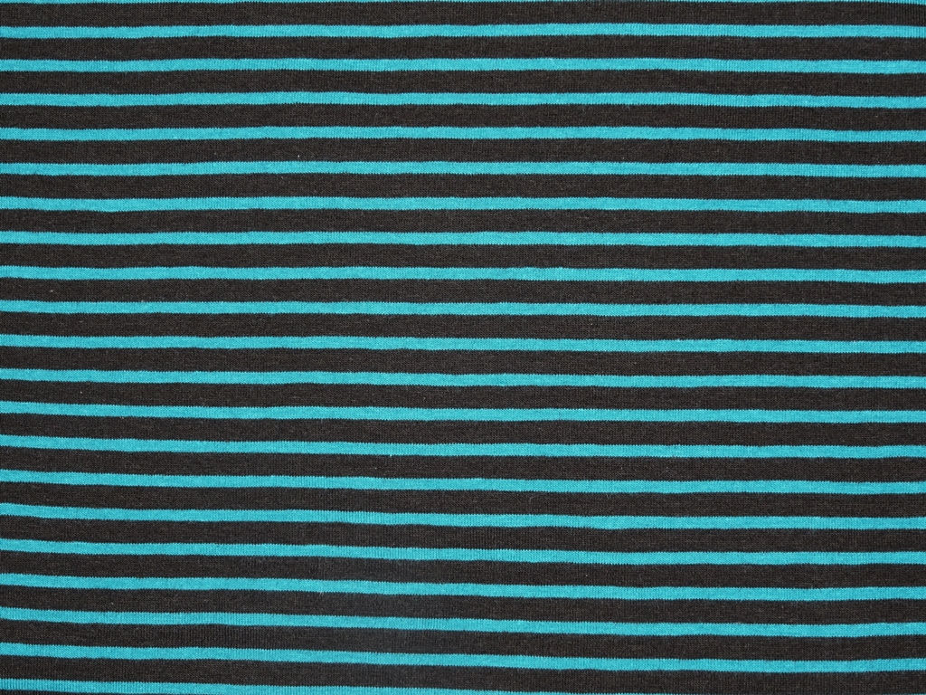 Jersey Streifen dunkelbraun türkis Meterware gestreift Ringel