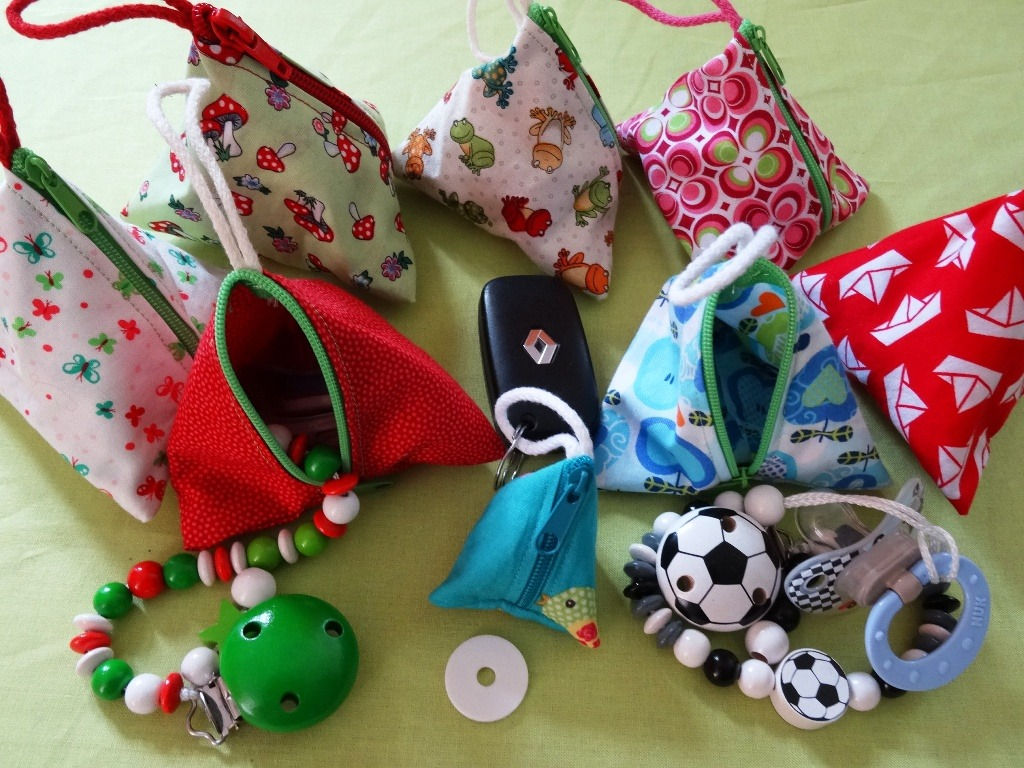 Pyramidentasche Schnullertasche Schlüsselanhänger nähen mit nur 6 N