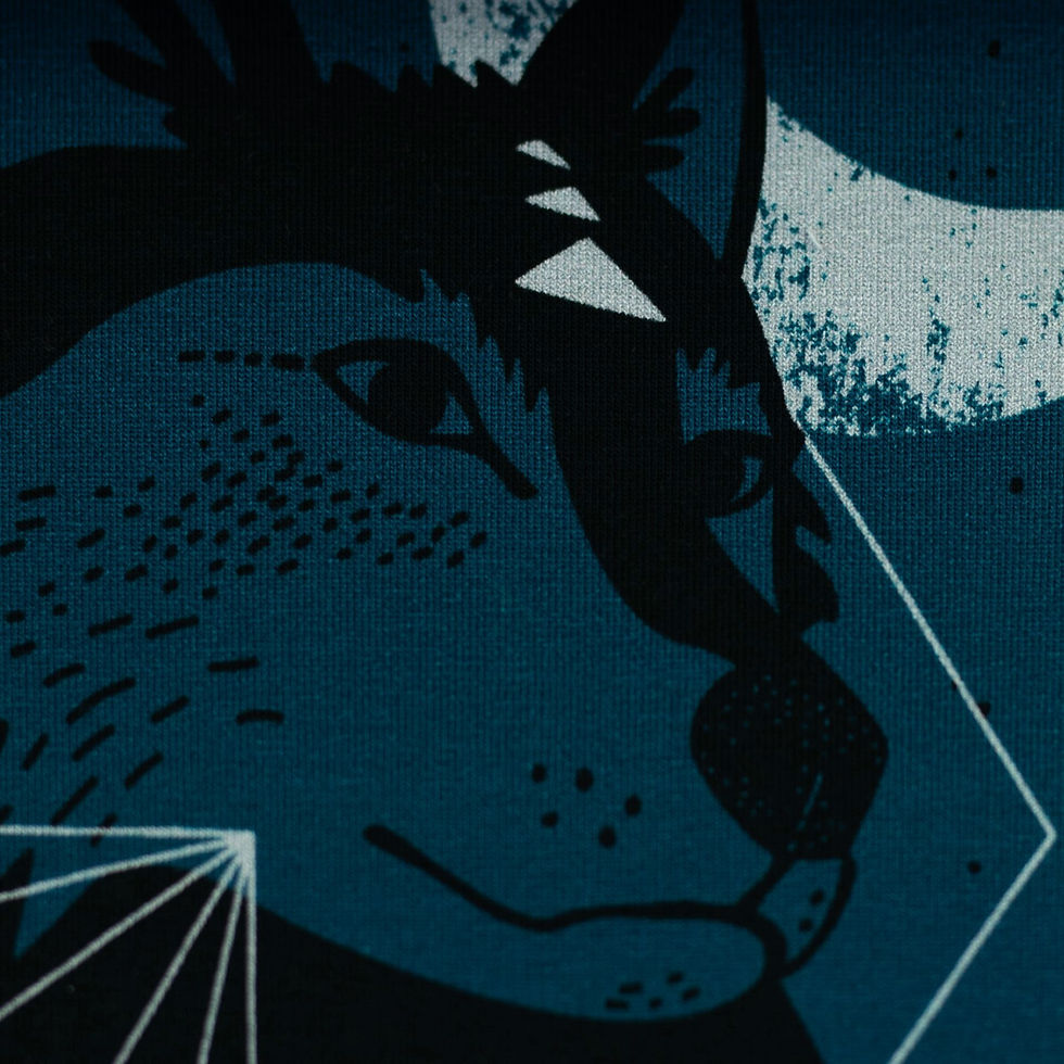 Miniaturbild: French Terry - Käselotti Panel Wolf Moon petrol