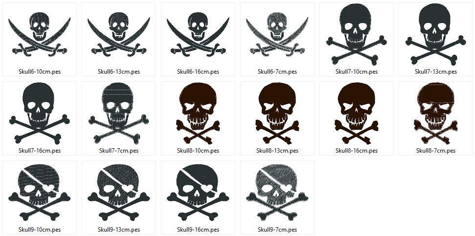 Miniaturbild: Skull Totenkopf Silhouetten Stickdatei Pirat