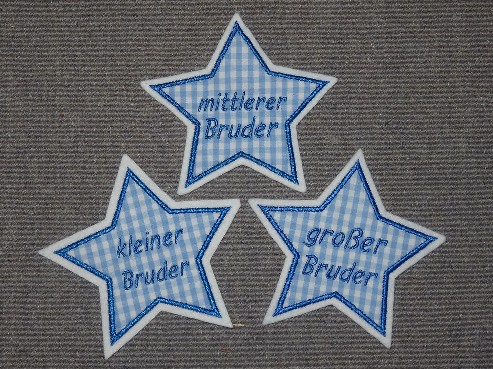Miniaturbild: Großer + Kleiner Bruder Button Stern Applikation Aufnäher Wunschfarbe